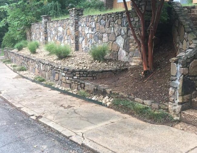 Mulch and rocks landscaping project in greater Little Rock After Photo